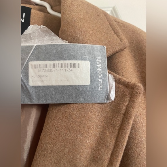 TALL SINGLE BREASTED WOOL LOOK OVERCOAT IN CAMEL - Picture 7 of 10